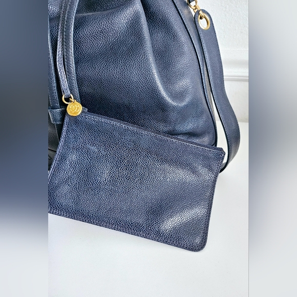 Chanel Navy Blue Caviar Triple CC Bucket Bag - Picture 7 of 8